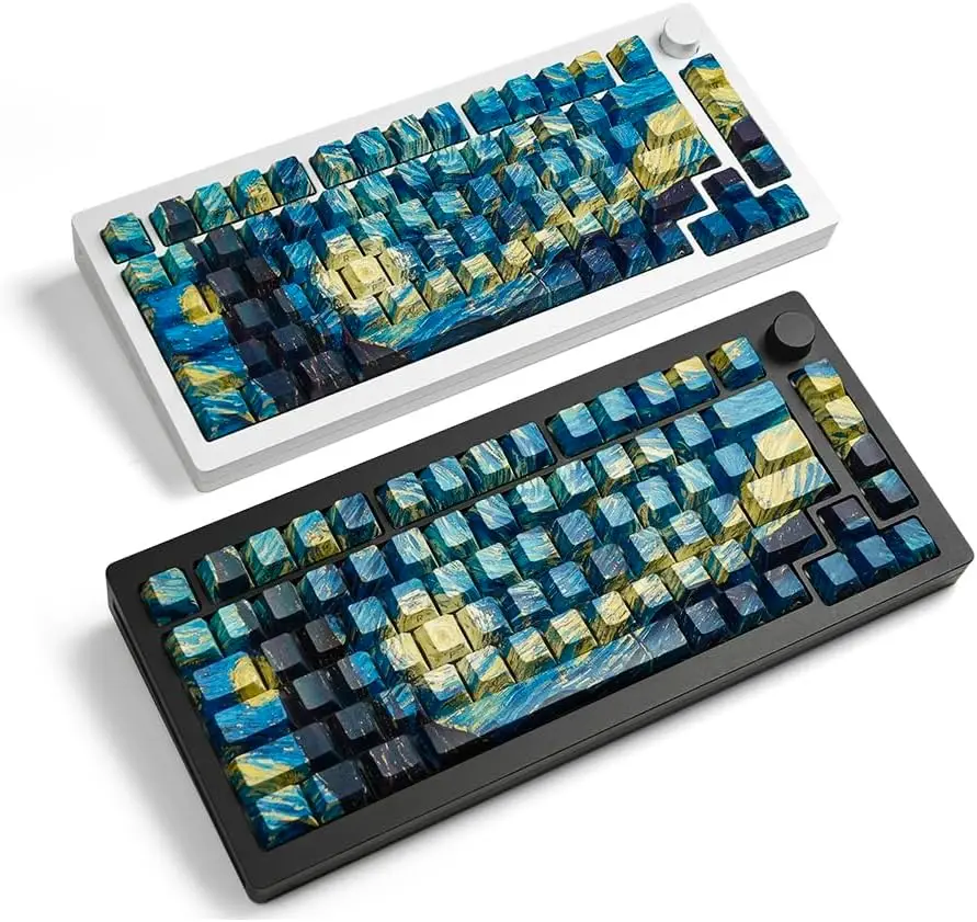 メカニカルキーボードキャップ,サイドプリント,半透明,pbt,スタームーン,ナイトテーマ,60, 84, 98, 108