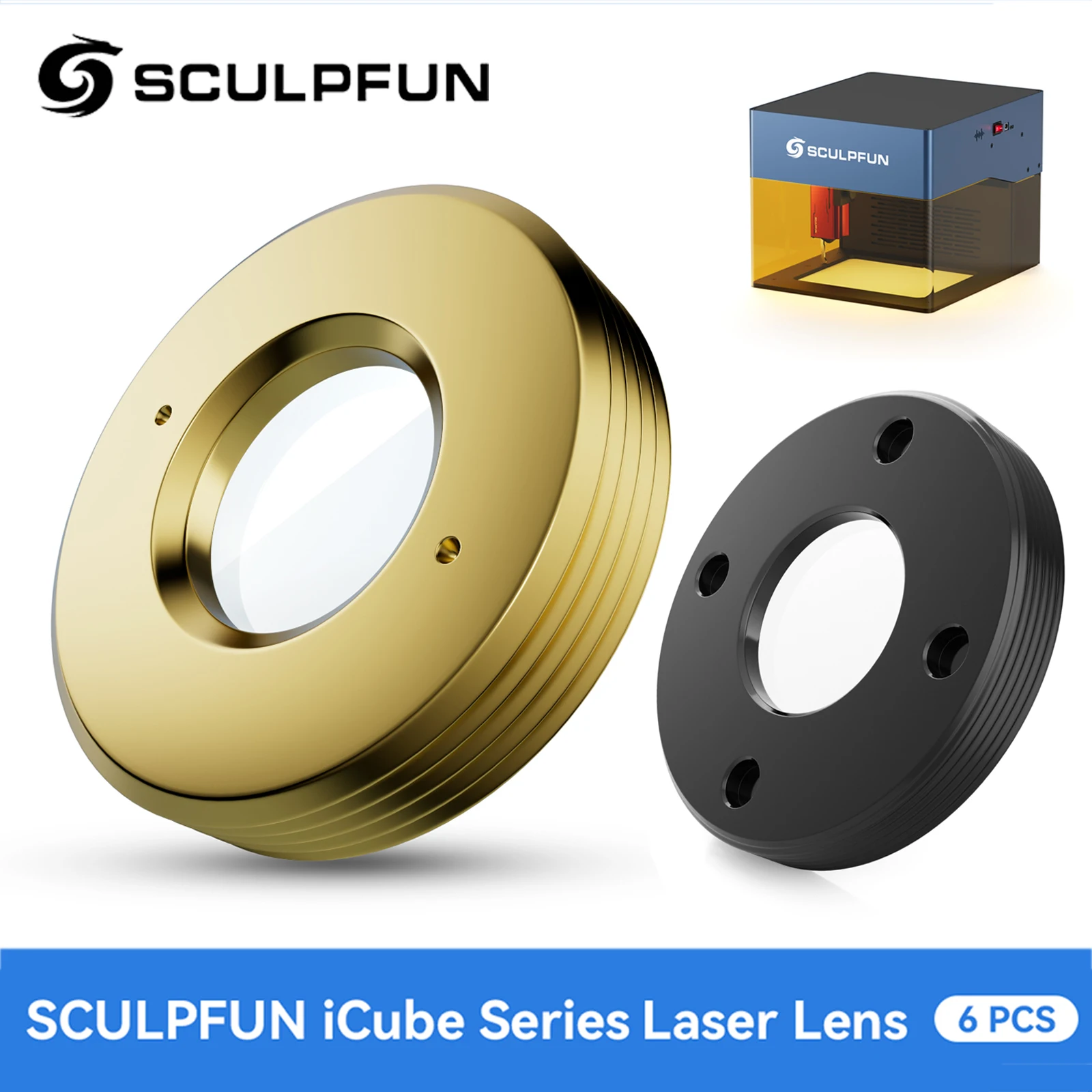 SCULPFUN 6PCS Replaceable Transparent Lens for iCube Laser Engraver len Anti-oil and Smoke Proof Easy to Install