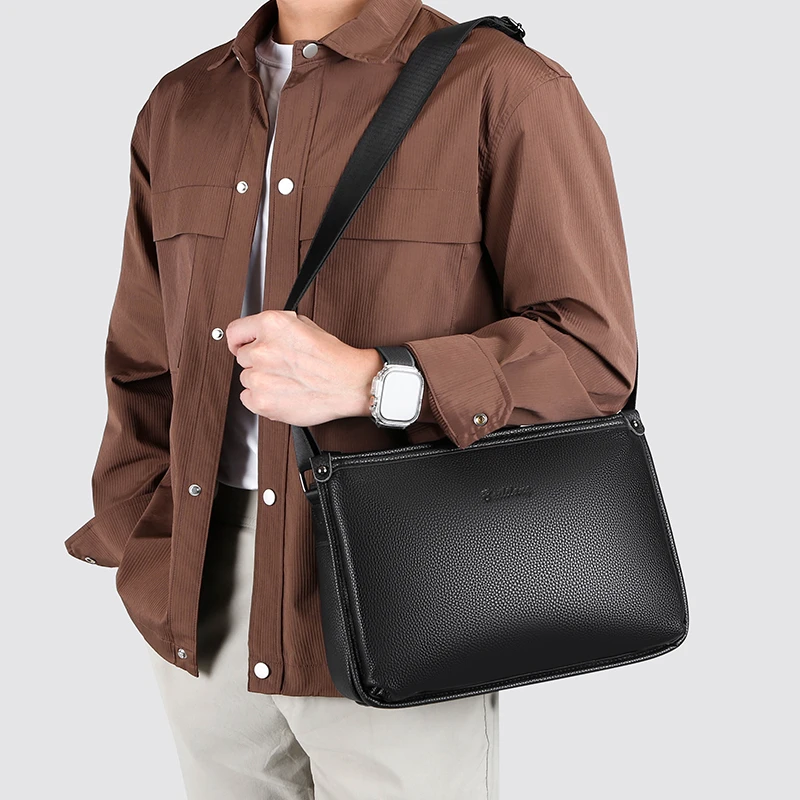 

Casual Men's Large Capaci Busin Single oulder Bag FaionSimple Street Trend Handbag Pure Color PU Leather Bag сумка 가방