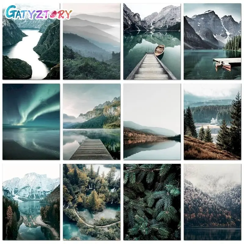 

GATYZTORY Frame Painting By Numbers Kits River Boat Landscape Modern Drawing Coloring By Numbers Acrylic Paint For Home Decor Ar