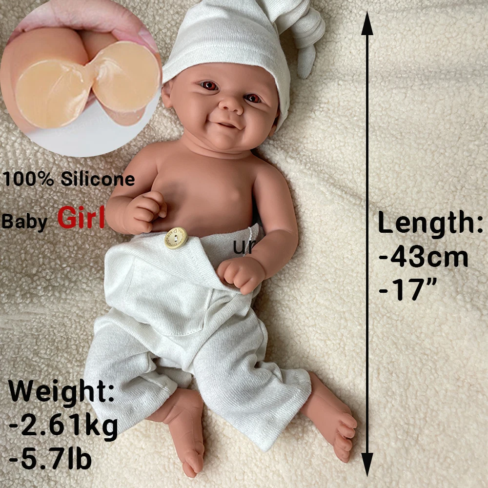 17 "Molle Del Corpo Intero Del Silicone Reborn Baby Girl Vivienne 5.7 Lbs Ponderato Fatto A Mano Flessibile Neonato Bambola per Artista Da Collezione