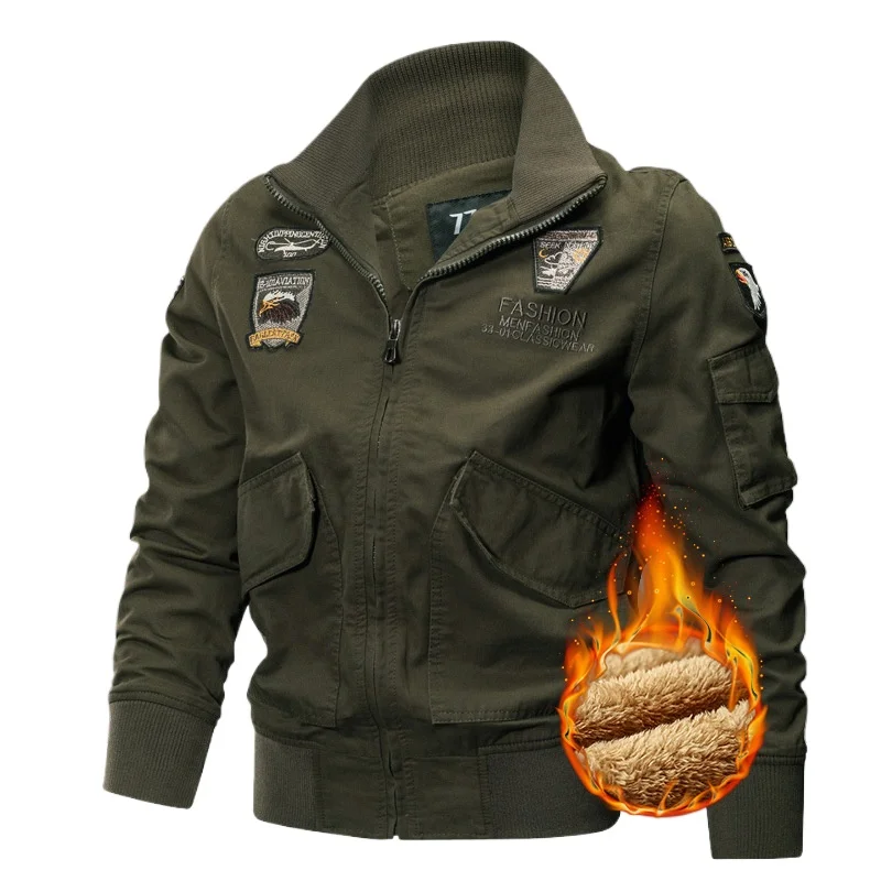 

New Winter Men Bomber Jackets Male Air Force Jaquetas Safari Style Multi Pockets Tooling Jackets Quality Man Cotton Cargo Coats