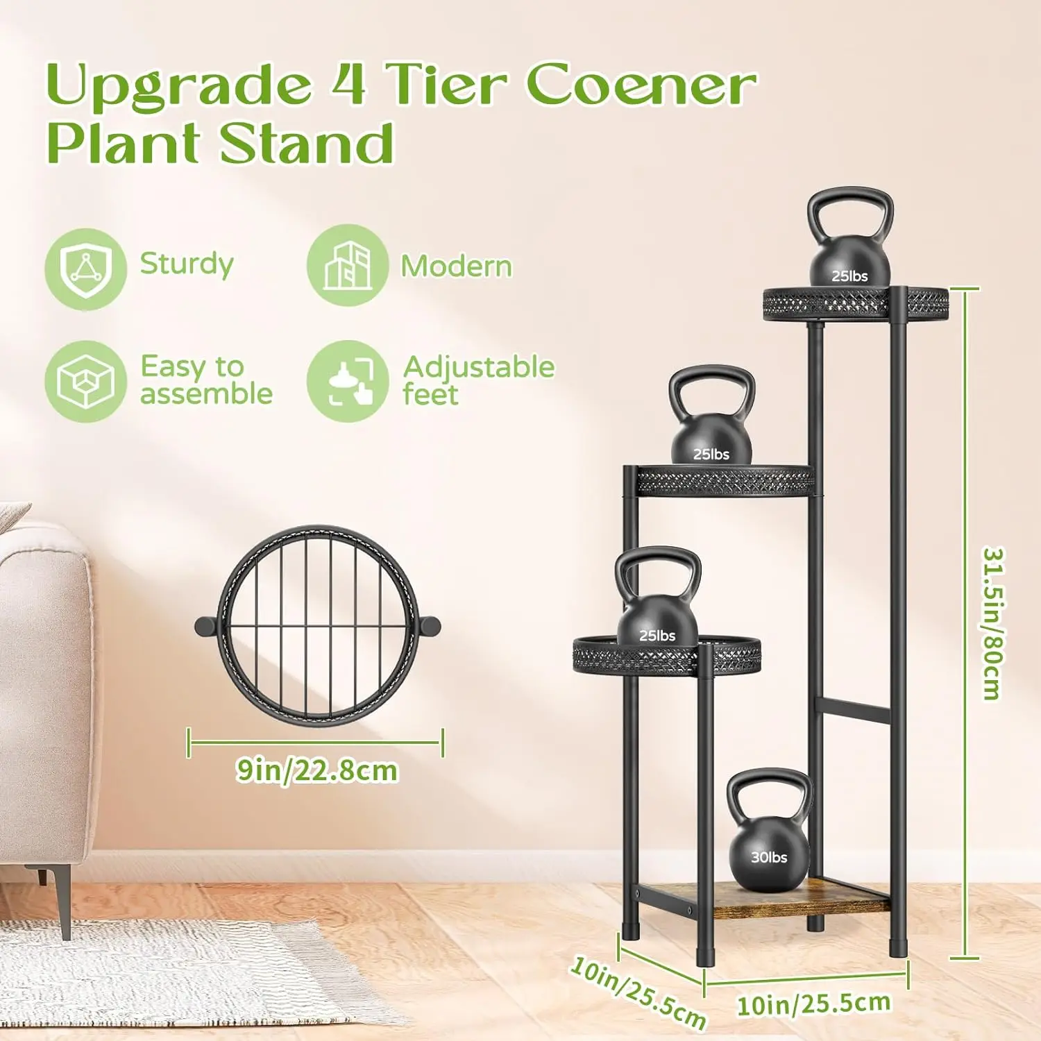 4 Tier Plant Stands Indoor Clearance, Oppro Tall Metal Tiered Plant Stand Outdoor for Multiple Plants, Modern Corner Plant Shelf