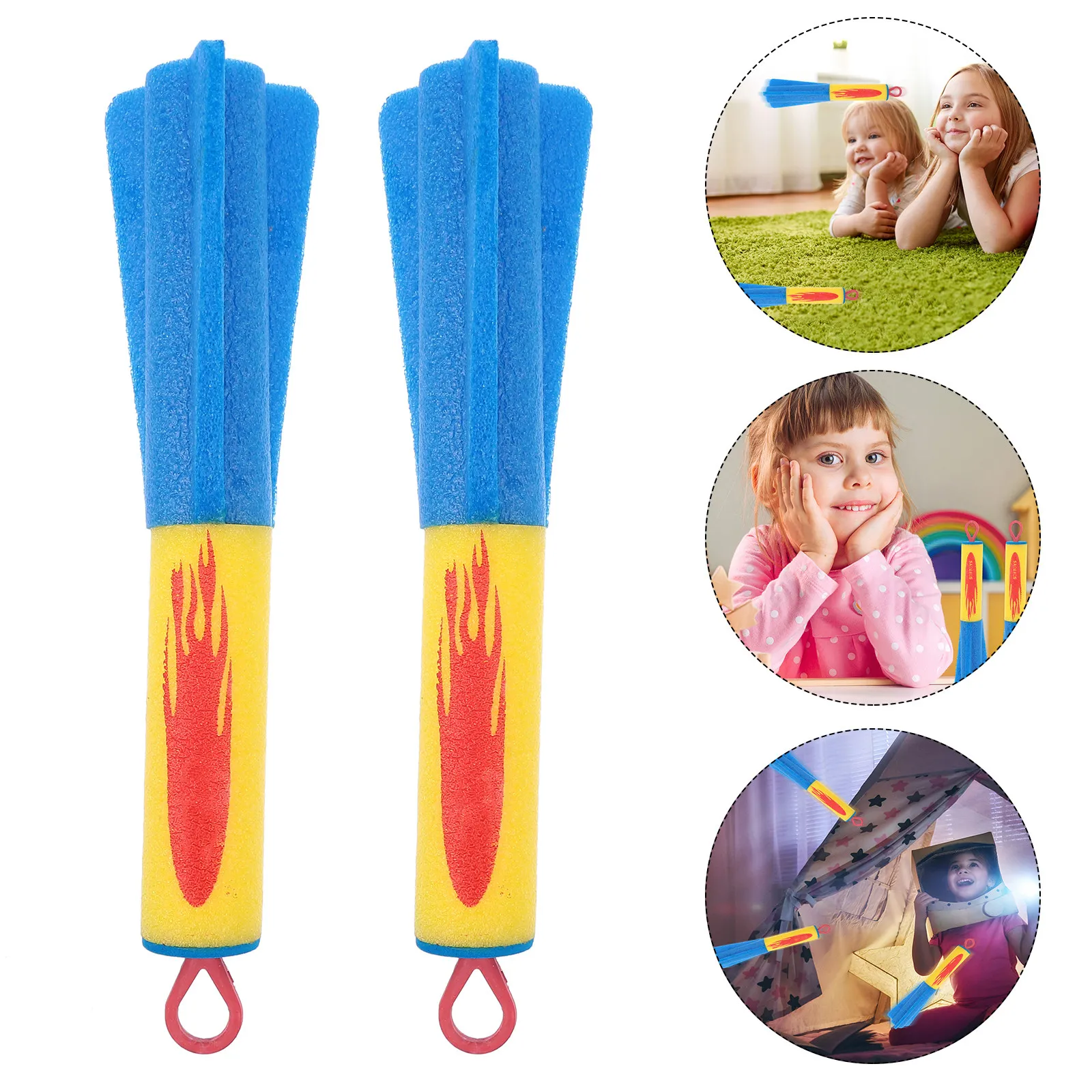 

2Pcs Eva Foam Rockets Kids Hand Throwing Flying Outdoor Glider Entertainment Stress Relief Rockets Gift for Children