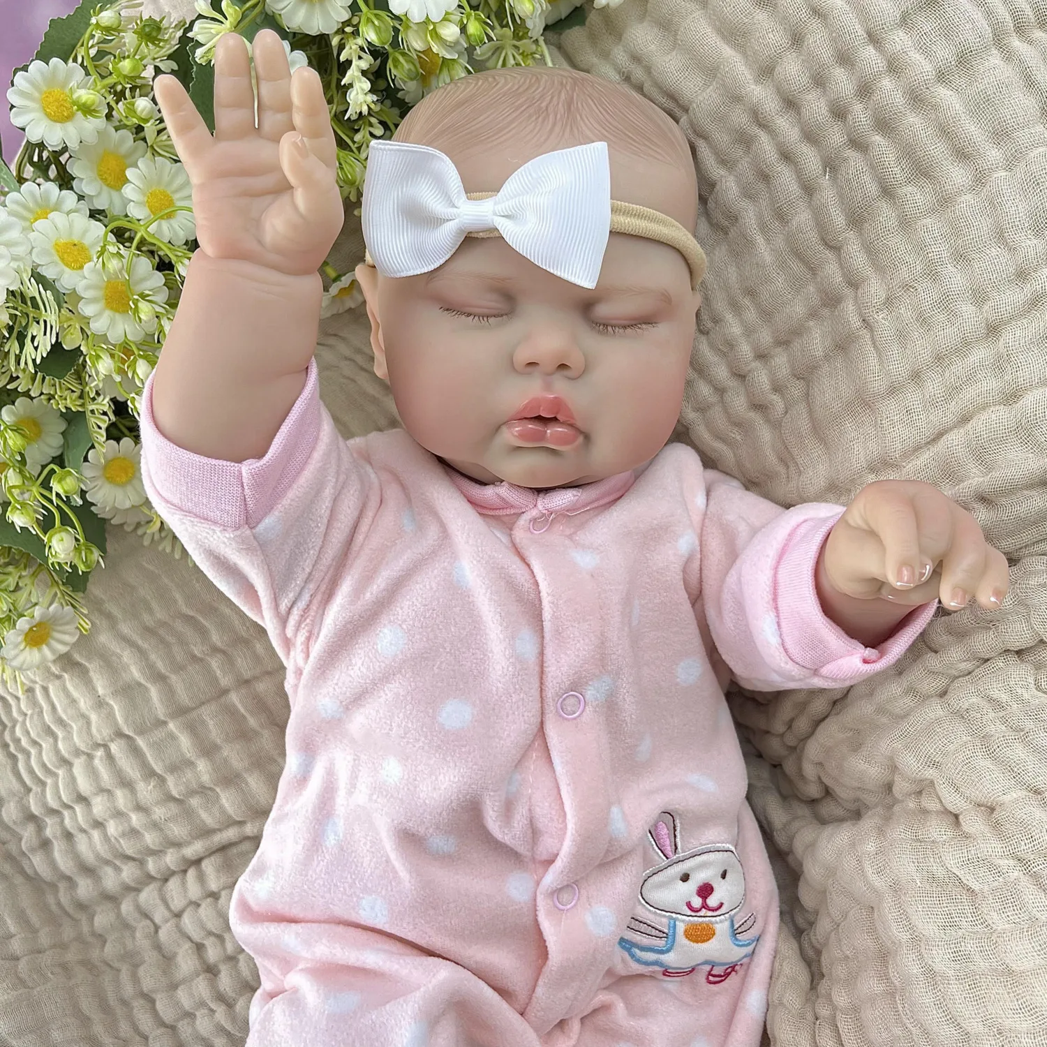 ตุ๊กตา BZDOLL เหมือนจริง ขนาด 50 ซม. 20 นิ้ว ผิว 3 มิติ พร้อมเส้นเลือดที่มองเห็นได้ ตุ๊กตาเด็กทารกหลับตา ตัวอ้วน ทำจากไวนิล แขนขาผ้า ของขวัญวันเกิดสำหรับเด็กผู้หญิง