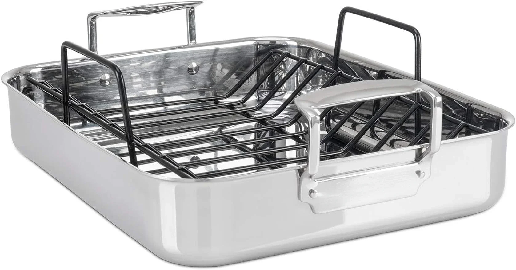 Hot sales 3-Ply Stainless Steel Roasting Pan, Includes a Nonstick Rack, Dishwasher, Oven Safe, Works on All Cooktops