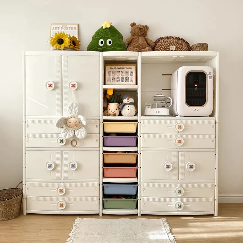 

children's toys small apartment baby clothes girl combination rack baby storage wardrobe feeding table