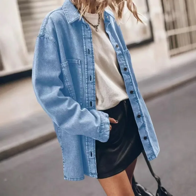 

Женские джинсовые туфли большого размера Vintage Sle Loose Fit Long Sve из полиэстера, устойчивого к деформации цвета