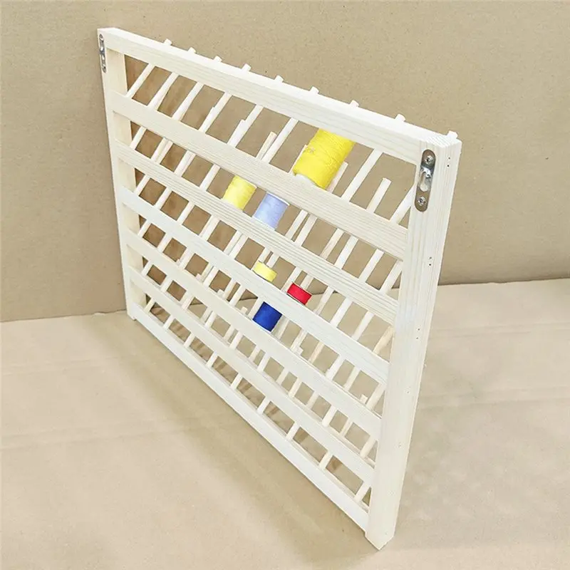 B08B-Wall Hanging Hooks Included Wooden Thread Rack Organizer- 54 Spools Capacity For Sewing And Embroidery