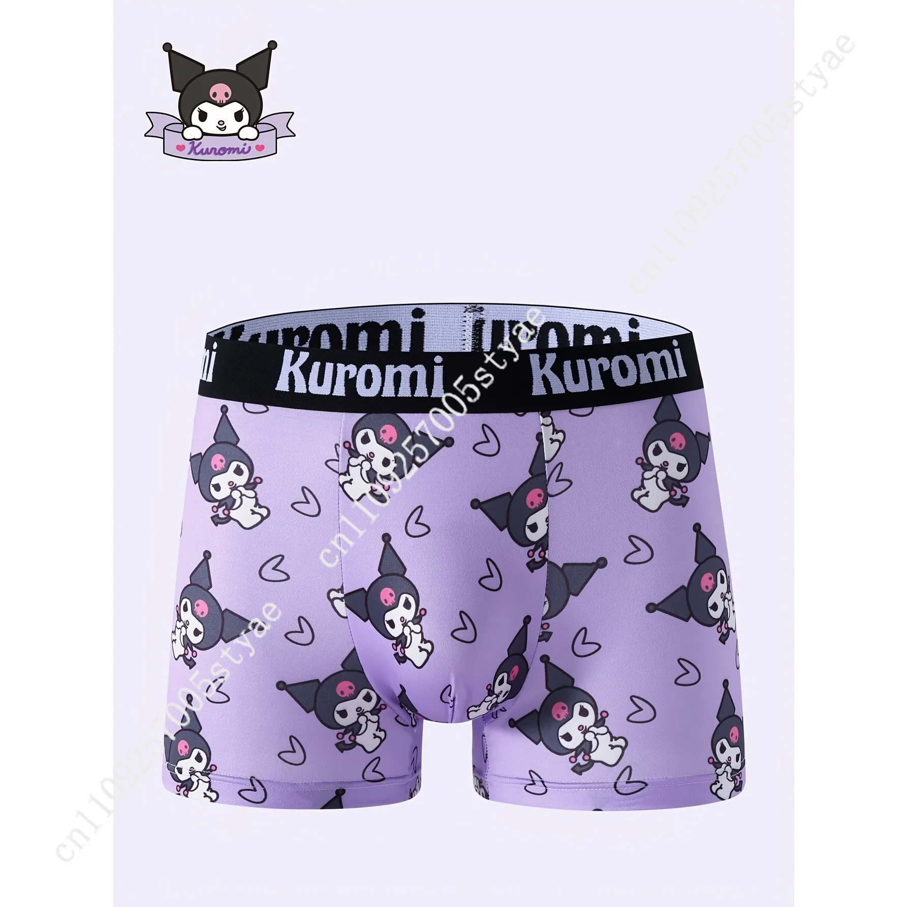 Kuromi Men's Boxer Briefs Underwear 1pc Non-See-Through Polyester-Spandex Blend with Kuromi Heart Design
