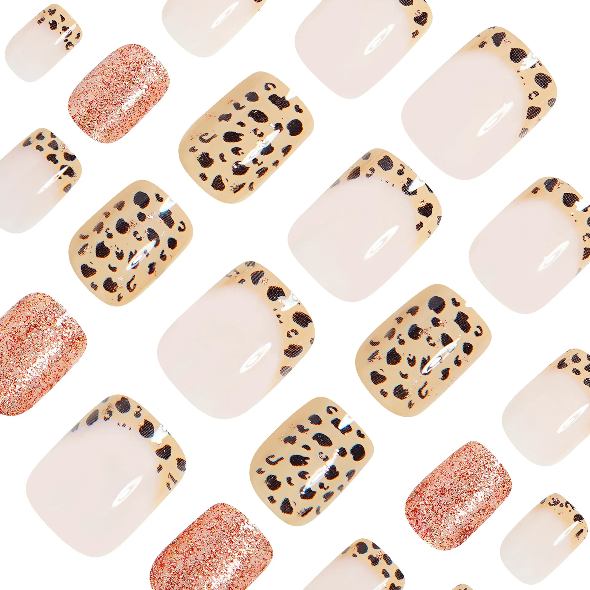 أظافر صناعية قصيرة طويلة للنساء والفتيات على الموضة باللون الأسود والأرجواني والأزرق اللامع أو أطراف فرنسية لامعة اضغط على الأظافر الصناعية