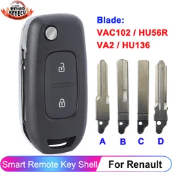 KEYECU 2/3 Buttons Folding Remote Car Key Shell For Renault Kadjar Captur Megane Symbol Key Case Fob HU136 HU56R VAC102 VA2