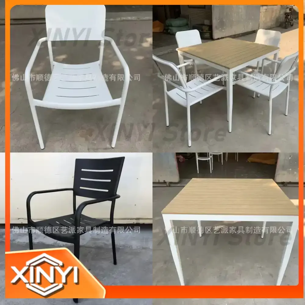 Aluminum Outdoor Patio Garden Balcony Dining Table and Chair Set for Coffee Shop Tea House Hotel Lounge