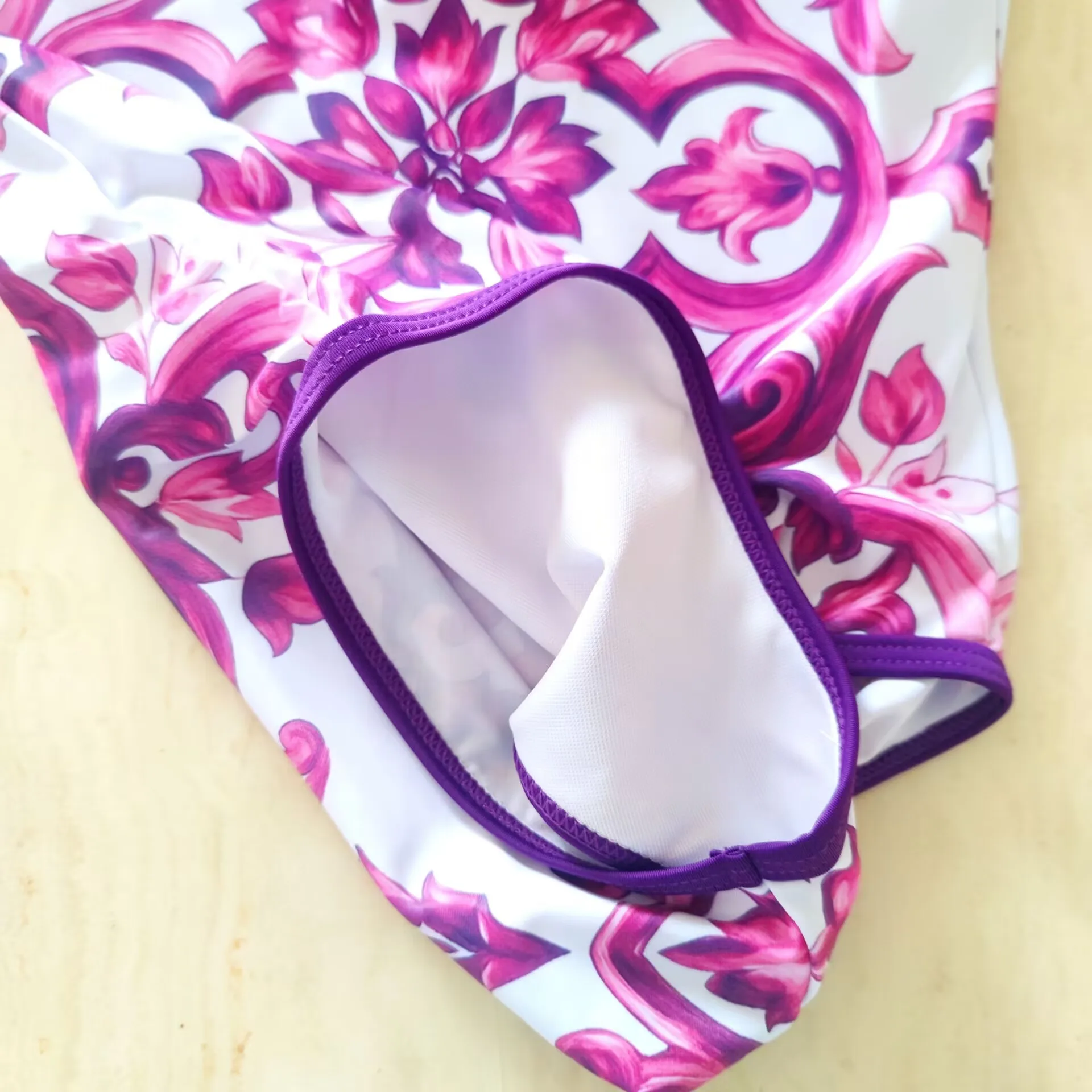 2026 New Children's Swimsuit Purple Floral One Piece Swimsuit With Swim Cap For Girls Toddler Baby Girl Bathing Wear - view 5