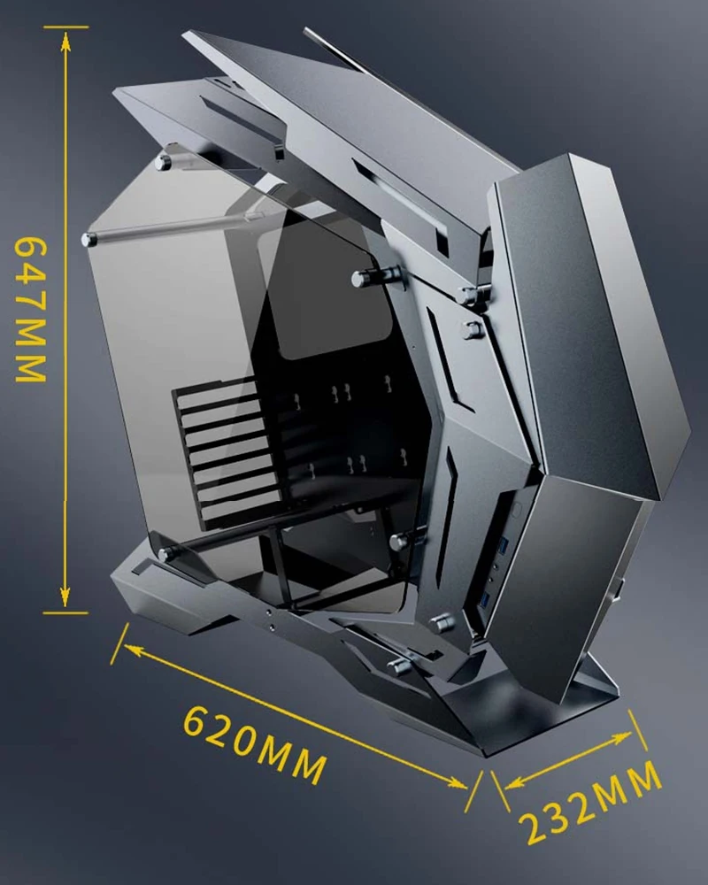 MOD-3 جميع الألومنيوم EATX الهيكل حالة الكمبيوتر دعم ATX MATX ITX 360 مللي متر برودة 5 فولت ARGB مفتوحة الجانب شفافة إطار الكمبيوتر المكتبي #3