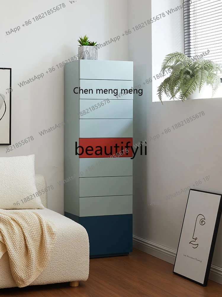 Designer solid wood nine-bucket locker, living room storage cabinet, minimalist high bucket cabinet  R