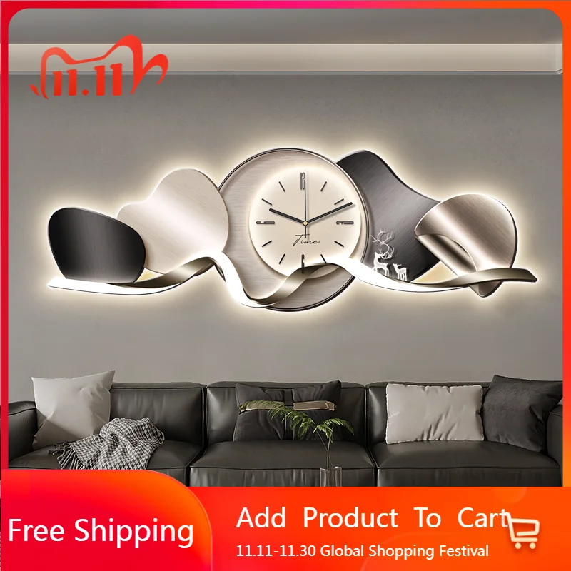 

Art Mural Wall Clocks Living Room Digital Luxury Led Big Size Modern Wall Watch Bedrooms Relogio De Parede Home Decoration