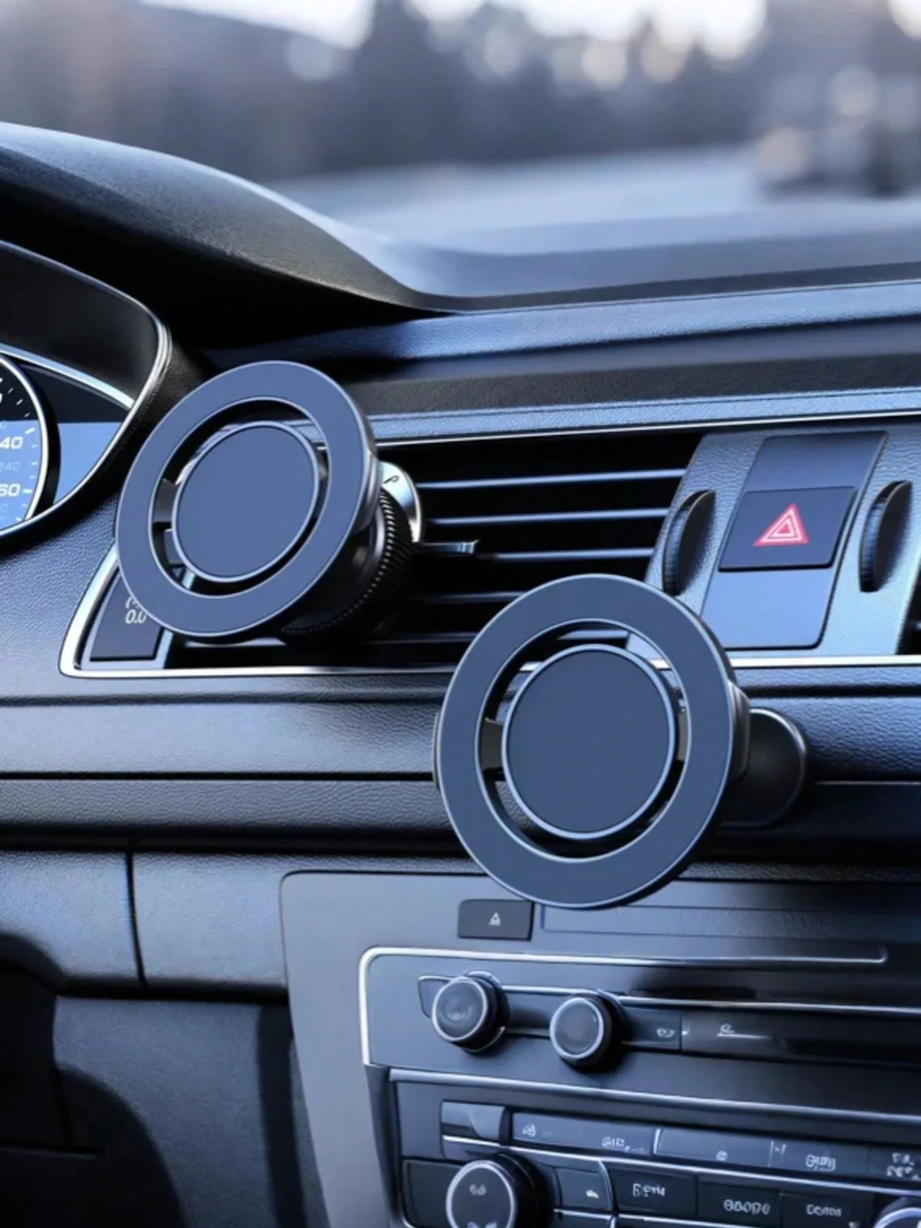 حامل هاتف السيارة MagSafe - مصنوع من سبائك الزنك مع مغناطيس نيوديميوم قوي، 360 درجة ° دوران، الامتزاز التلقائي، صديق للإشارة، #1