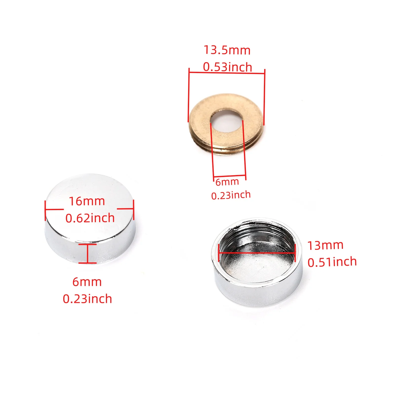 20PCS Zinc Alloy Mirror Screw Decoration Cover(16 mm cap surface + 6 hole washer) For Glass Decoration,Household Furniture