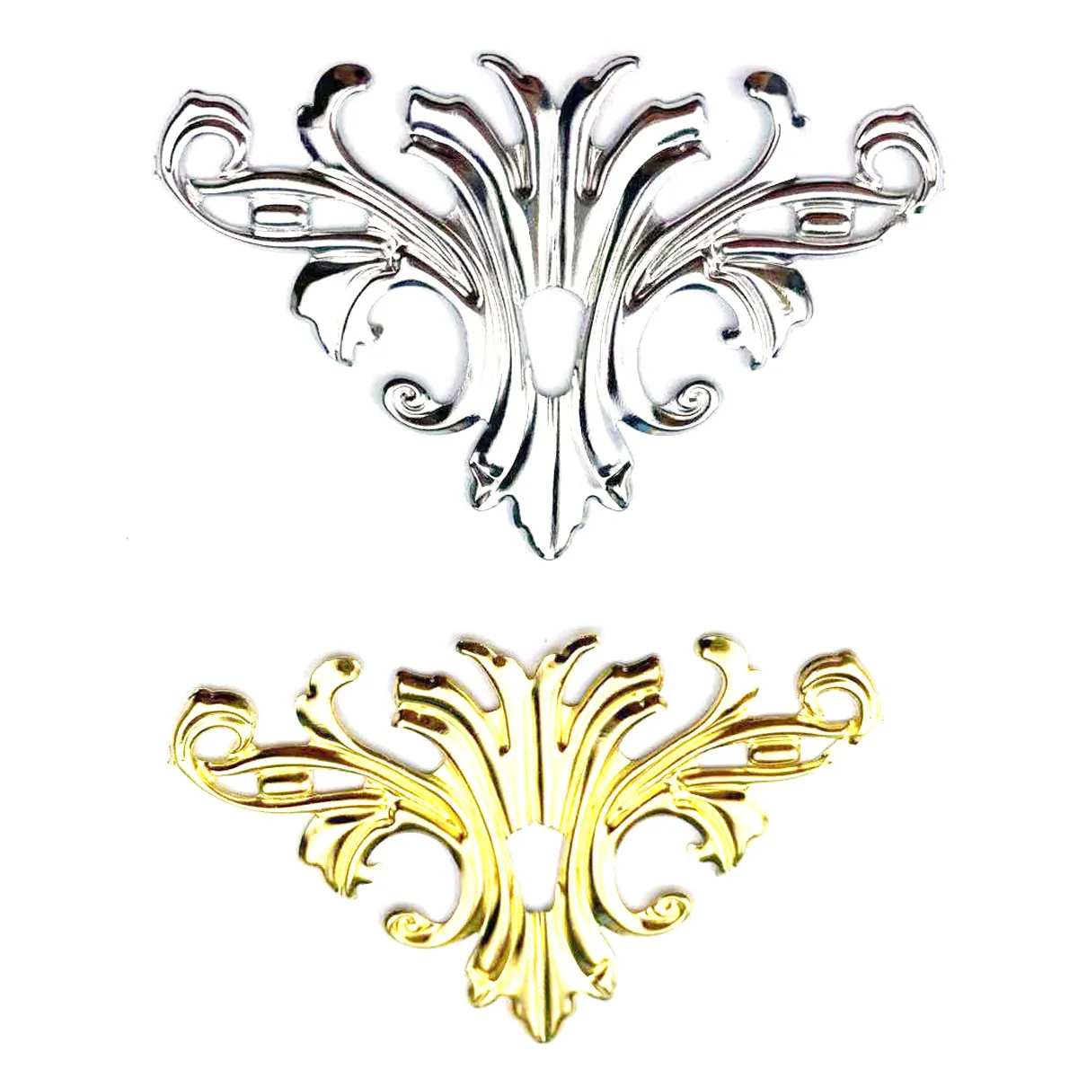 Gold Silver Color Wedding Phoenix Crown Connector Flower Filigree Wrap Alloy Embellishments Handcrafted Jewelry DIY Finding 70mm