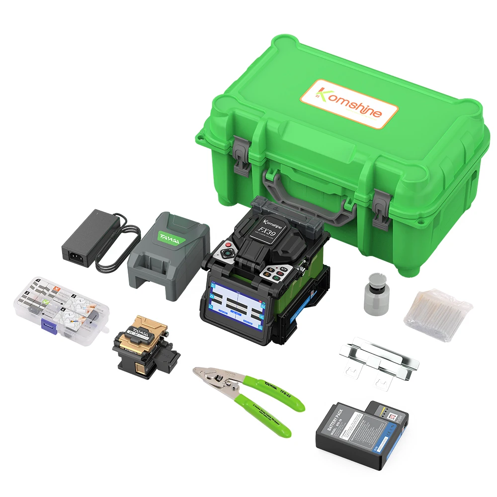 Komshine FX39 Fusion Splicer Tool Kit 6 Motors Core to Core Alignment Splicer,Fast Splice and Heater Time, Give Extra Electrode