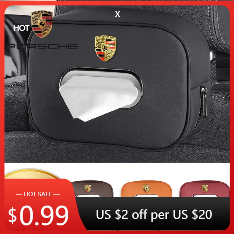

Car Sticker For Porsche Cayman Cayenne 911 Macan 3D Metal Emblem Car Tissue Bag Seat Back Tissue Storage Box For Porsche Cayenn
