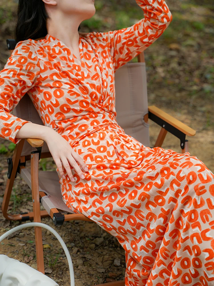 IULV Summer New Sle Net Dr Vaion Theme Orange Yellow V-Ne Tie Wrap Bodycon Dr High Waist A-Line Long Dr