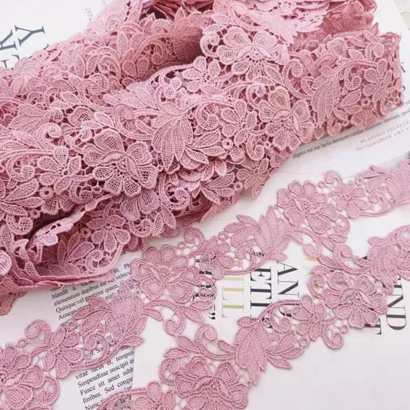 18Yards 5cm Width Shiny Pink Hollow Flower  Venise Diy Venice Lace Clothing Accessories Of Various Garment,Bra.Skirt