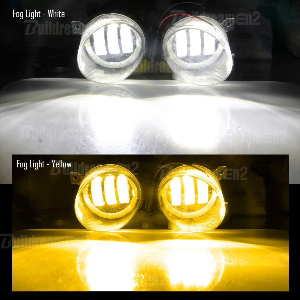 2 X Angel Eye Fog Light Assembly For Volkswagen VW Caddy 3/III 2004-2009 30W Car Right + Left LED Lens Fog Daytime Lamp DRL 9006