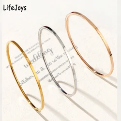 2mm Stainless Steel Thin Bangle Bracelet Women Simple Stackable Circle Jewelry Rose Gold Silver Color 55/ 60/ 65mm Flat Surface