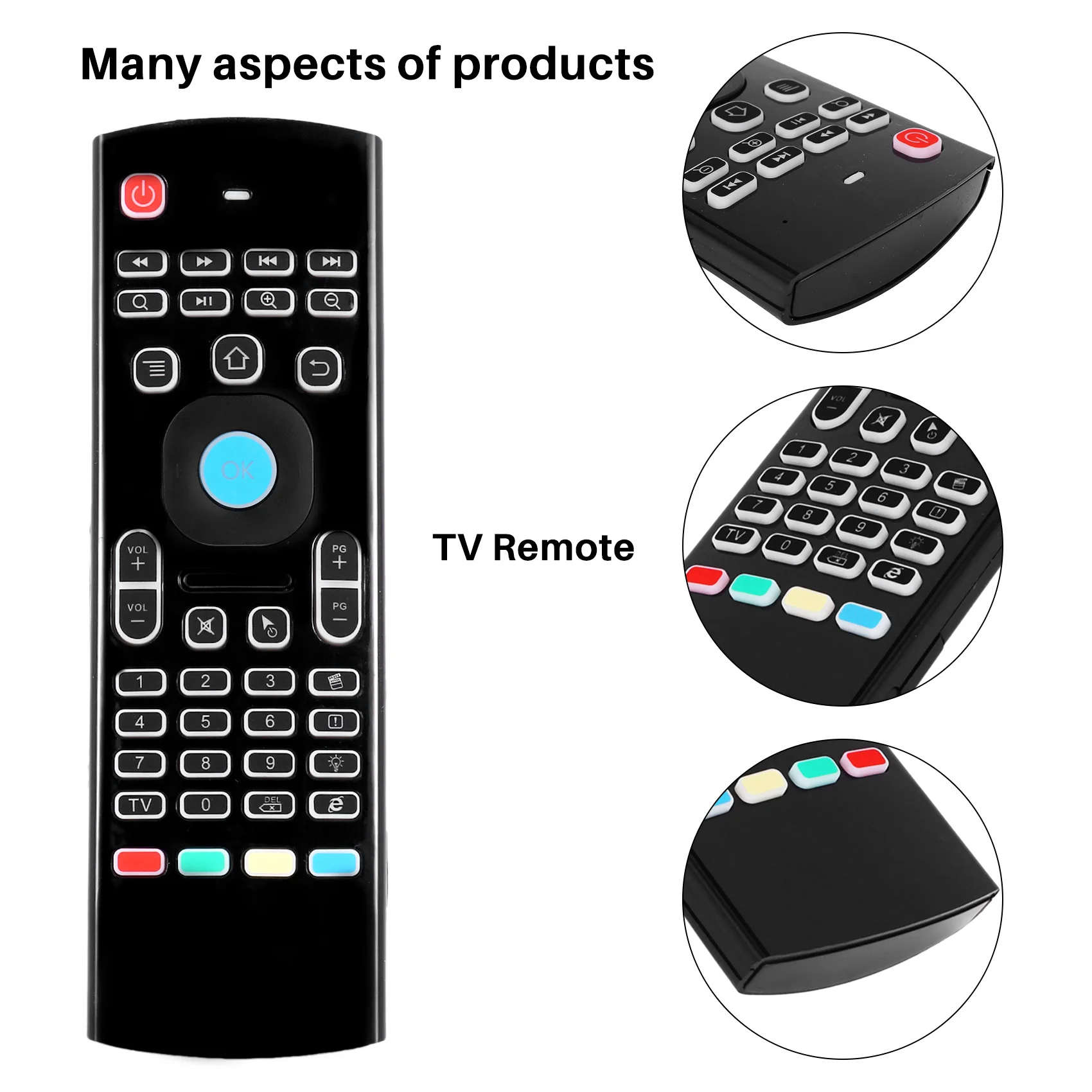 Air Mouse For Android Tv Box, Mini Wireless Keyboard Air Remote Mouse Control With RGB Backlit MX3 Pro IR Learning