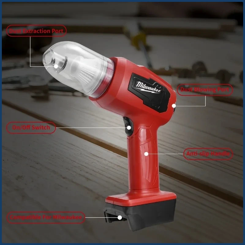 Milwaukee 2In1 Handheld Car Vacuum Cleaner Cordless 10kPa Powerful Dust Collect Machine and Air Blower for Milwaukee 18V Battery