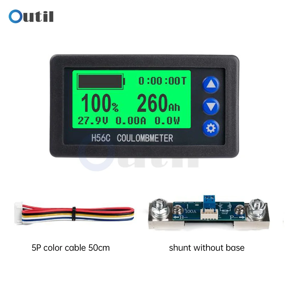 

DC 10V-100V Battery Capacity Coulomb Meter 100A 200A 300A Capacity Display Bidirectional Current Voltmeter Ammeter Tape Shunt