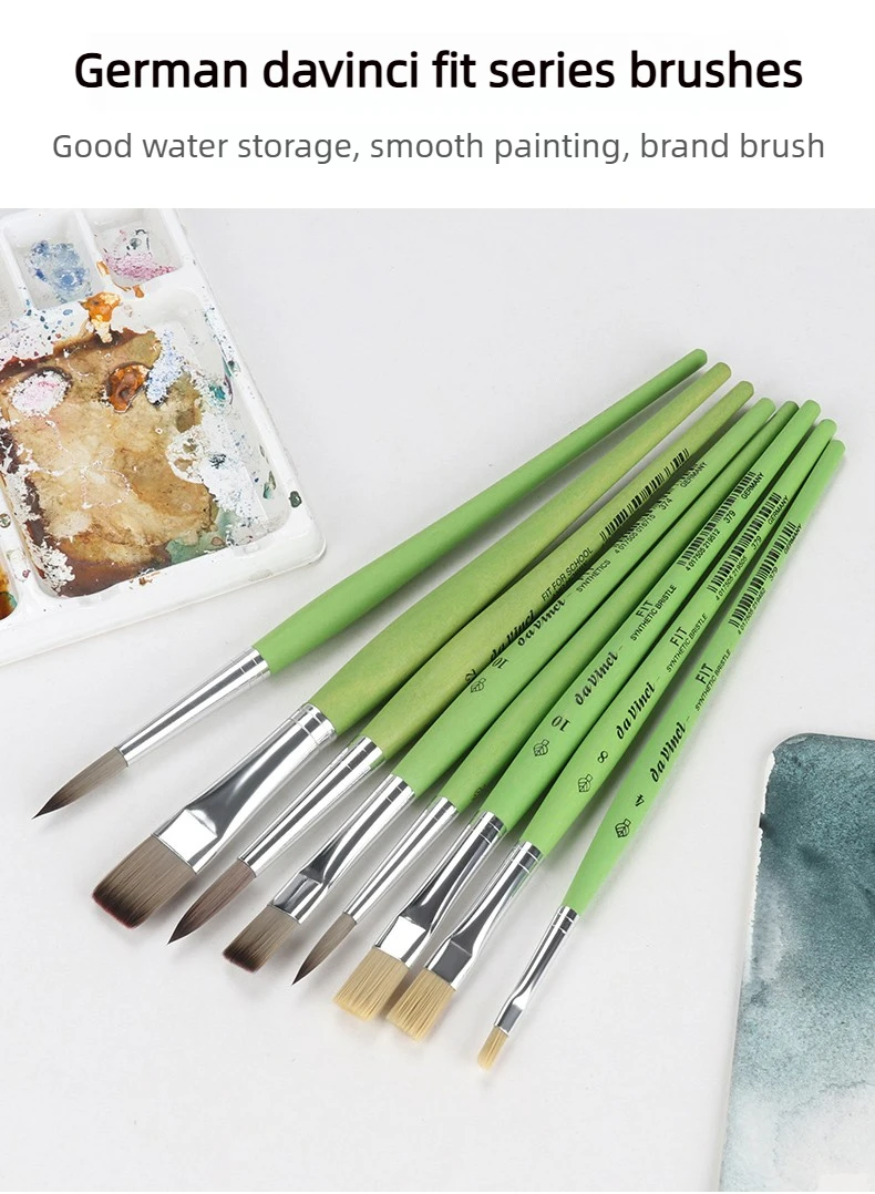 Deutschland Da Vinci Professioneller Kunstpinsel, 373/374 FIT-Serie, elastisch, synthetisch, mit grünem, mattem Griff für Kunstbedarf – Detail 2