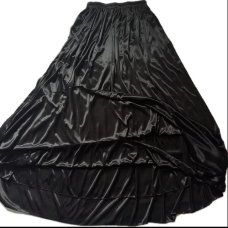 Length 90cm Satin Silk Sexy Women High Waist Maxi Skirt Loose Long Bottoms view 4