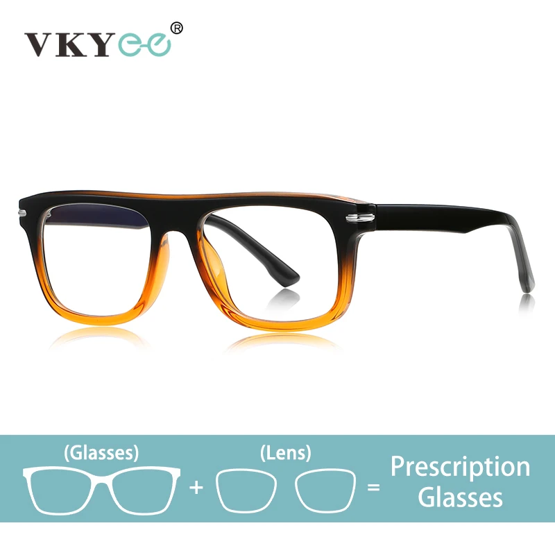 

VKYEE Simple Design Square Large Frame Reading Glasses Men Computer Anti-blue Light Customizable Prescription Myopia PFD2199