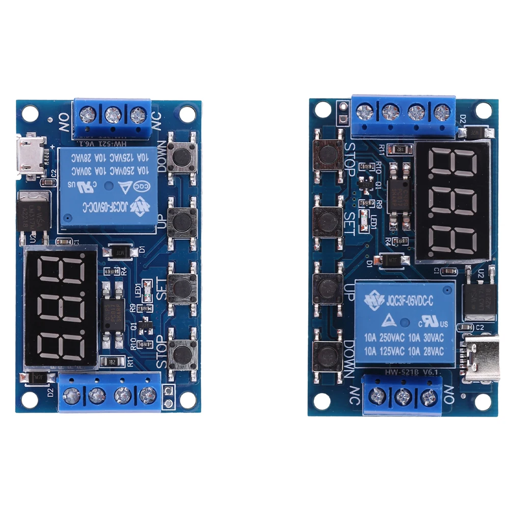 

1 Channel Delay Cycle Timing Circuit Switch 4 Button Digital Tube Timer Control Relay with LED Display Electronic Components
