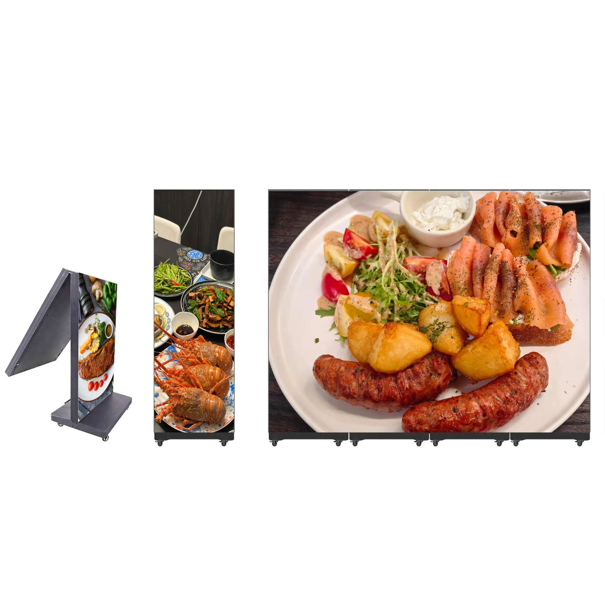 Movable Folding LED Screen Double Sided Display P1.86 P2.5 4K Floor Stand Mount Front Service Digital Signage for Retail Store
