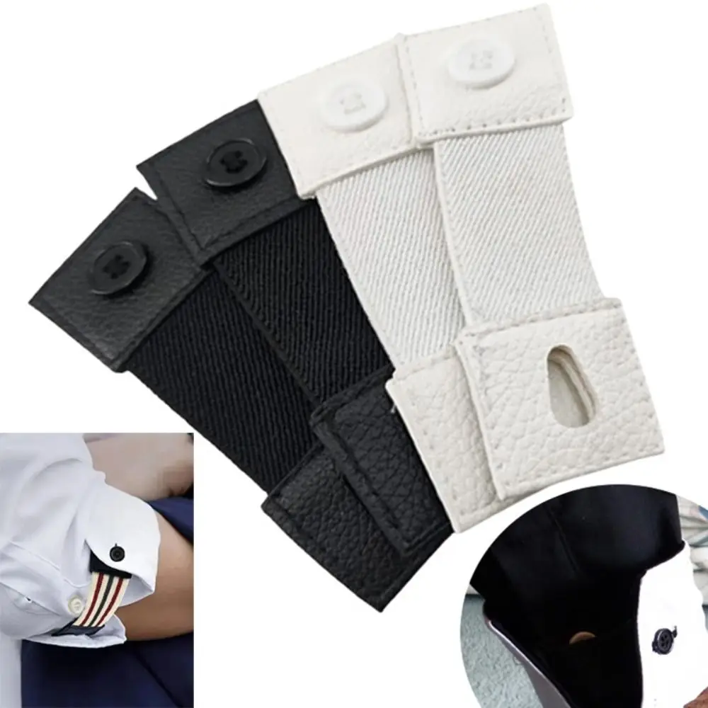 Gemelos elásticos para camisa y hombre y mujer, brazalete ajustable, soporte para manga de camisa, bandas para puños, botón de extensión, 2 uds.
