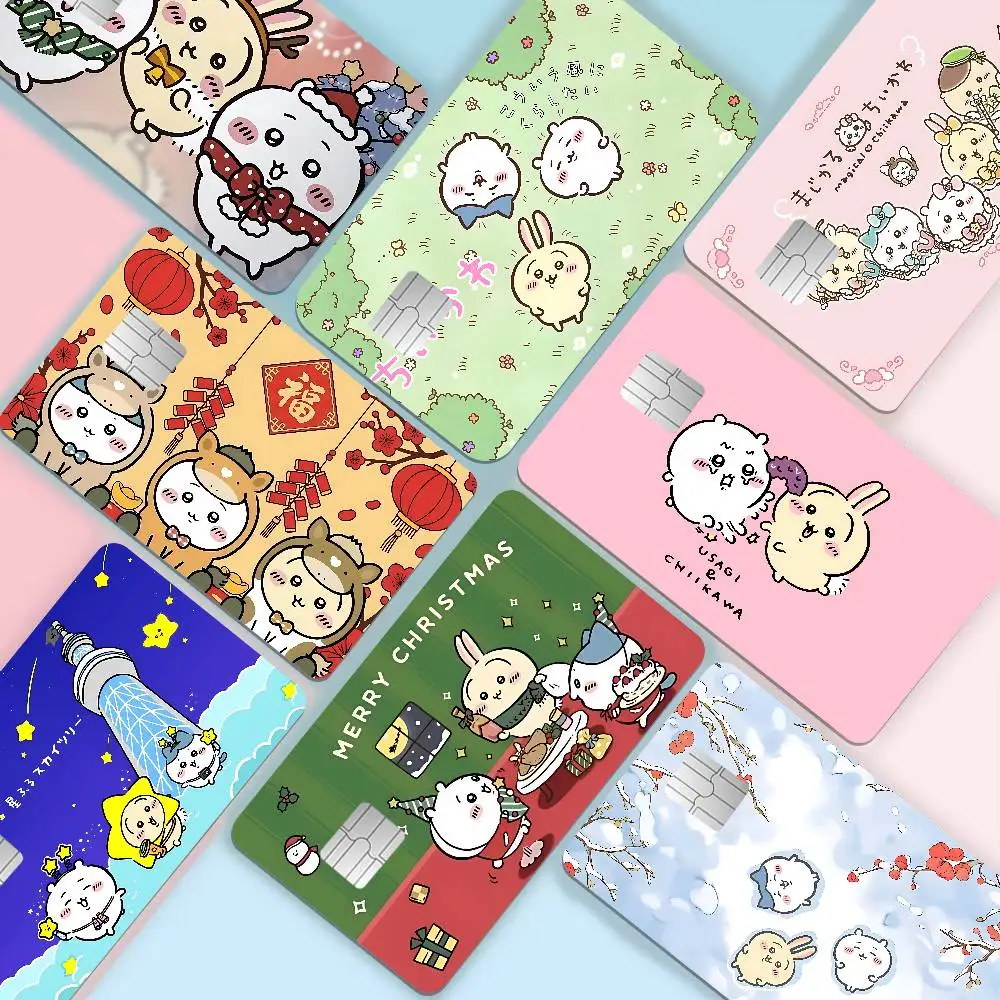Cute C-Chiikawas Hachiwares Fashion Matte Gold Silver Black Matte Film Skin Sticker Tape for Bank Credit Debit Card