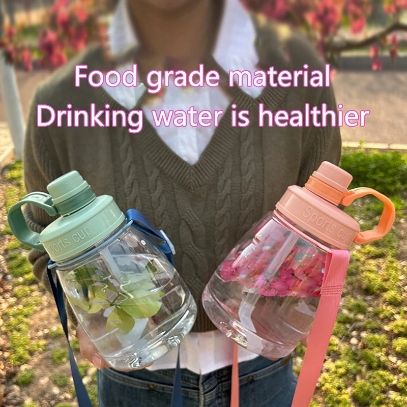 Fitness Sports Water Bottle Plastic Large Capacity Hiking Bottle With Straw Outdoor Climbing Bicycle Drink Water Bottle Kettle