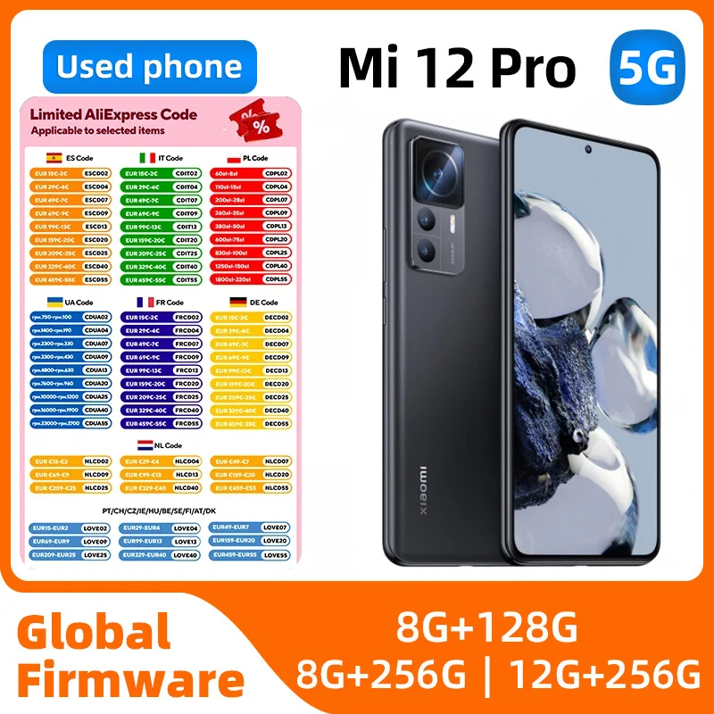 Xiaomi 12 Pro Global version Mi 12Pro Android phone 120W Fast Charger 50MP Triple Cameras 120HZ 4600mah used phone