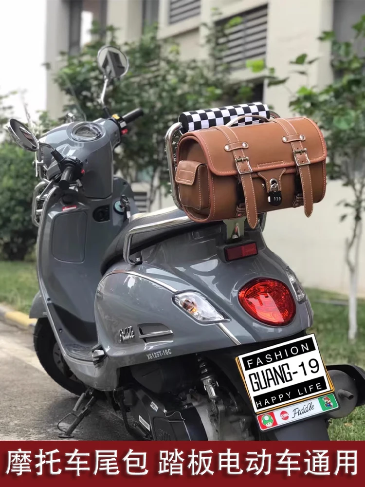 

Motorcycle tail bag waterproof electric car retro 150 pedal universal shelf rear seat bag hanging bag rear tail trunk