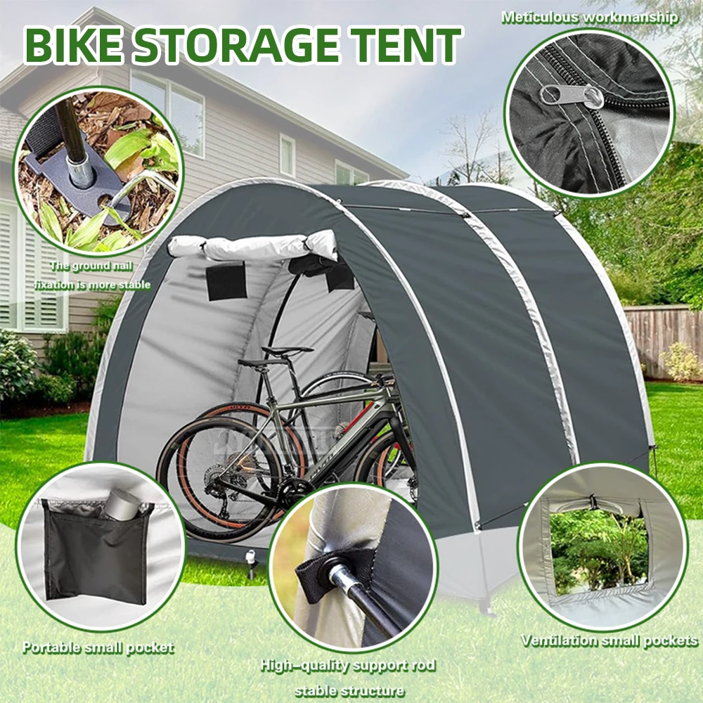 

Rainproof Bicycle Tent Mountain Bike Cover with Storage Room Dust-Proof Convenient for Outdoor Cycling Protection