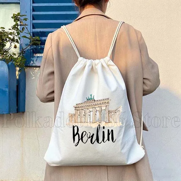ميونيخ برلين ألمانيا ألمانيا العلم خريطة هدايا مخصصة قماش الرباط حقيبة كرة القدم على ظهره الصالة الرياضية Sackpack حقيبة سلسلة القطن