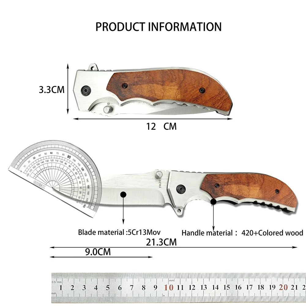 Pocket Knife FA20 Folding Knife 5Cr13Mov Blade 420 Steel with Colored Wood Handle Hunting Tactical Knife Survive EDC Multitool