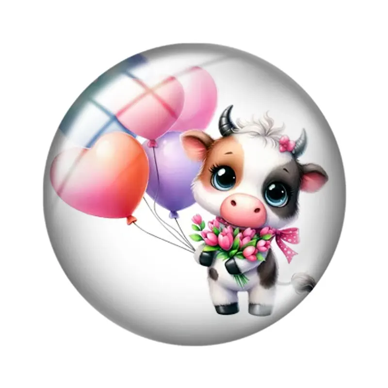 Valentine  Love  Cow  12/18/20/25mm glass cabochon  bracelet pendant rings for jewelry demo earrings back Making findings