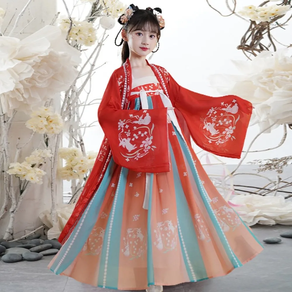 

Платья для девочек-цветочниц, детская одежда в этническом стиле, китайский наряд принцессы Ханьфу, детская одежда для вечеринок, костюм для косплея, сценический костюм, костюм феи