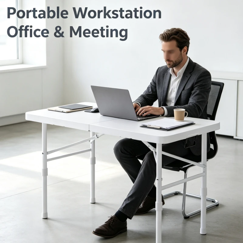 Portable Folding  Desk With Carry Handle And Smooth Surface For Home Office Student Writing Study Workstation