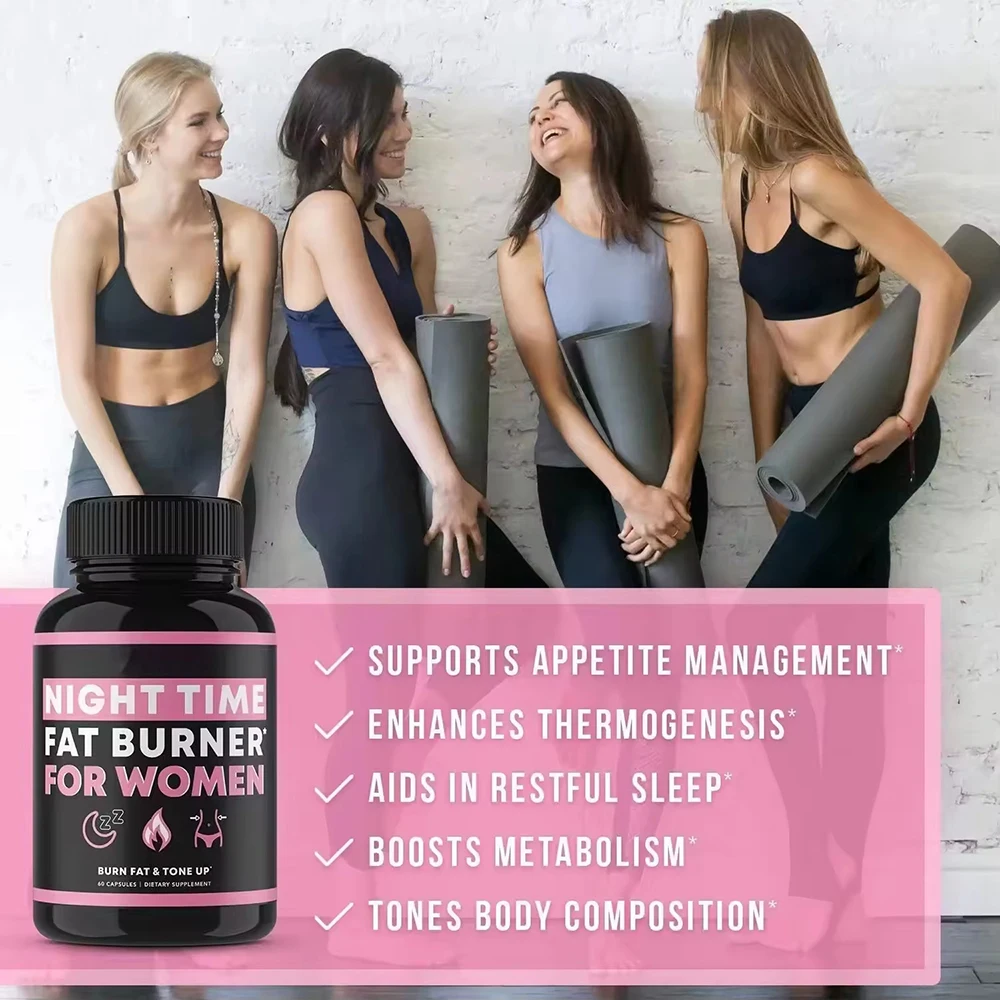 Night Time Fat Burner Supplement for Women, Belly Fat Burner & Tone Up Pills for Bloating & Metabolism, Appetite Suppressant view 2
